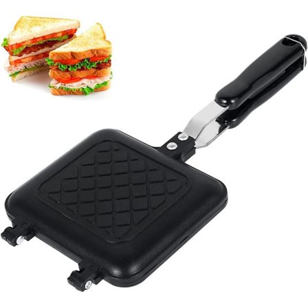 Grillad Mackapanna - Camping Toastmaskin med Non-stick Beläggning, Dubbelsidig Paninipress för Spis & Utomhusbruk - Perfekt för Frukost