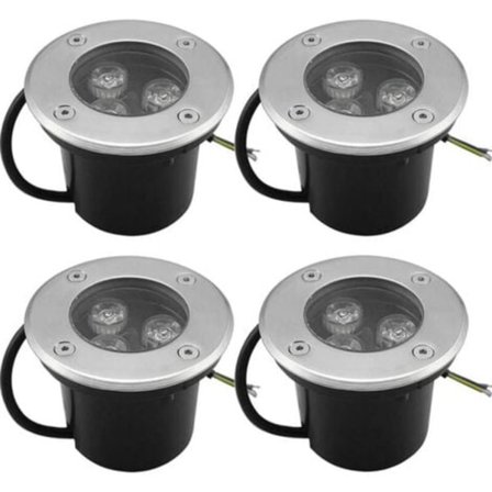 Sett med 4 LED Spotter Innfelt Utendørs 4 stk 3W IP65 Rund 270 Lumen 3000K For Terrasse Hage Gangvei 220V