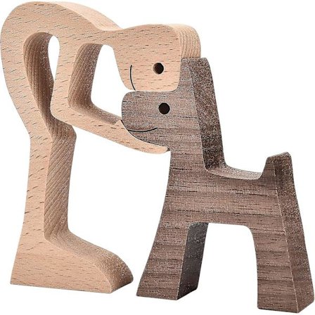 Accent Decor Män Och Hund Figura Decorativa Trä Present Heminredning