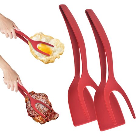 2 stk. Stegt Ægge-vender, Varmebestandig Pandekage-spatel, Pandekagebrød Fisk Barbecue Bøf til Hjemmekøkken Madlavningsværktøj (Rød)