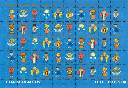 Danmark - Julemærkeark 1969 - Foldet