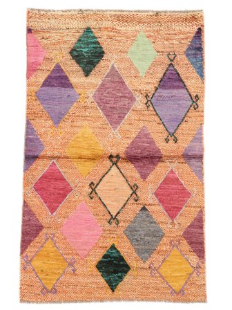 Hand Knotted Berber Colourful Rug 92X147 Wool Orange/Red Small