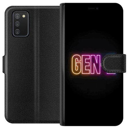 Kompatibel Tegnebogsetui til Samsung Samsung Galaxy A02s Neontekst Gen Z i farverigt lys mod en mørk baggrund i moderne digital stil