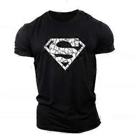 Superman Vascular Gym Trening Topp Kort Ermet T-Skjorte (XL Svart)