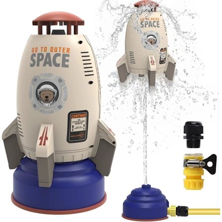 Rocket Shape Water Sprinkler Toy for Kids - Outdoor Water Toys Water Rocket, Summer Garden Lawn Water Toys Spray 360-Degree Rotati...