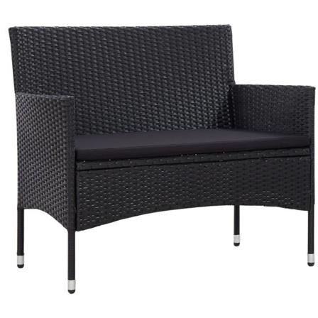 Vidaxl Loungeset För Trädgården Med Dynor 4 Delar Konstrotting S Svart