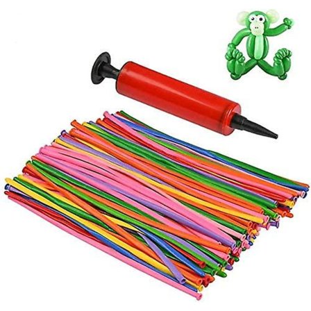 200 stk. Fargerike modelleringsballonger med pumpe, lange lateksballonger til fest, bursdag eller seremonidekorasjon