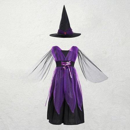 Halloween Dräkt Häxa Kläder Cosplay Lång Huva Kappa För Barn(100cm Lila B)
