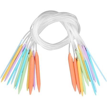 Rundt strikkepinnesett 12 størrelser 3,5 mm-12 mm Flerfarget plast Rund strikkepinnesett Dobbeltspisset strikkepinner Verktøysett (80 cm)