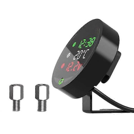 5 in 1 Moottoripyörän Veden Lämpötilamittari USB Ladattava Aika Volttimittari LED Yönäkömittari