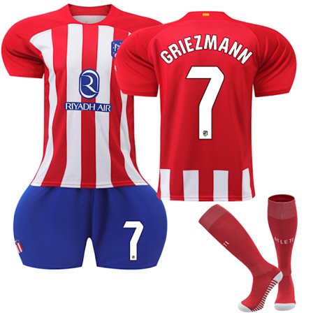 2324 Atletico Madrid hjemme Griezmann fotballdrakt sett rød stripete trøye