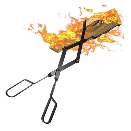 Peisved Tongs 66cm med kraftige håndtak Peistang for innendørs vedovn Smijern Ved Tongs Utendørs Vedstokk Tongs for Bål Bål