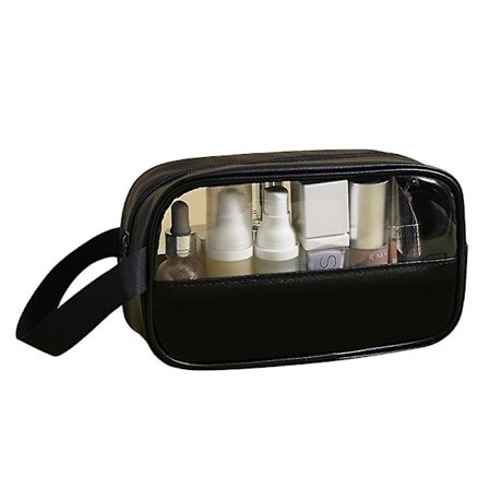 Liten genomskinlig sminkväska i PVC, vattentät necessär i PU med stor kapacitet