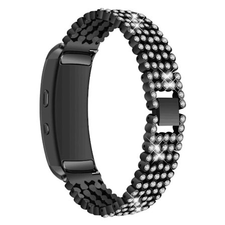 Samsung Gear Fit2 SM-360 urlänk zink legeringmaterial strasstenar - Svart