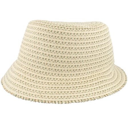 Seeberger - Beige bucket Hatt - Paperbraid Mix Hat Grass-green/Linen Bucket @ Hatstore