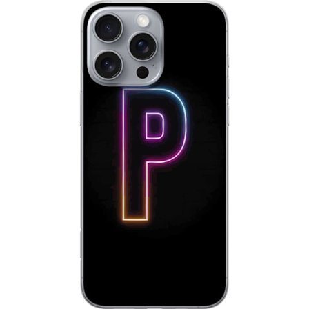 Yhteensopiva Puhelinkuori Apple Apple iPhone 16 Pro Max Minimaalinen neonkirjain P värin asteittaisella muutoksella ja valotehosteella mustaa taustaa