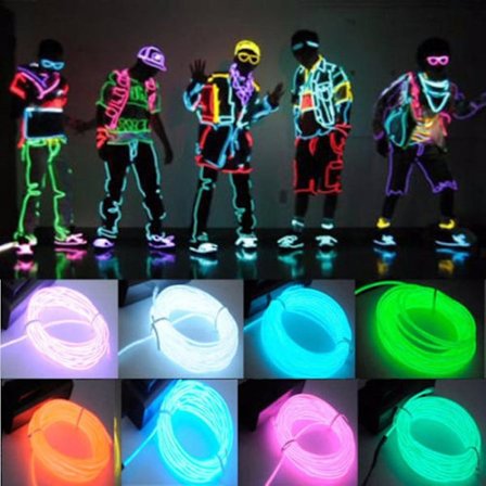 Led Neon Tråd Kabel Jule Dance Party Diy Kostumer Tøj Lysende Bil Lys Dekoration Tøj Bold Rave 1m/3m/5m