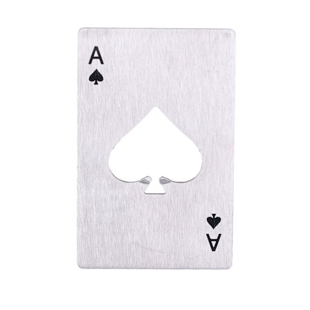 Rostfritt Stål Poker Kort Flasköppnare för Vin Öl Hem Bar Party Silver