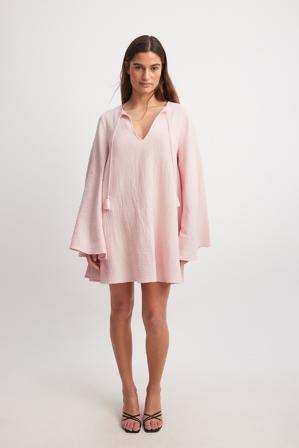 NA-KD - Soft Cotton Flowy Dress - Sommerkjoler - Rosa - EU 32