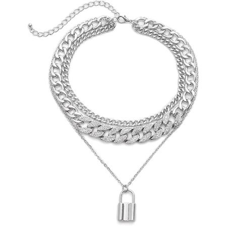 Rhinestone Curb Cuban Link -ketjun choker naiselle ja miehelle - Cool Hip Hop Miami Cuban timanttileikattu ketju