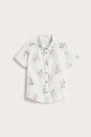 Newbie | Koszula z krótkimi rękawami, w kwiaty | Offwhite