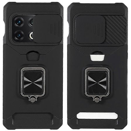 Kompatibel med OnePlus 10 Pro Slitesterk Kameraskyver Anti-fall Kortspor+Metall Støttefot Design Deksel-lingling}