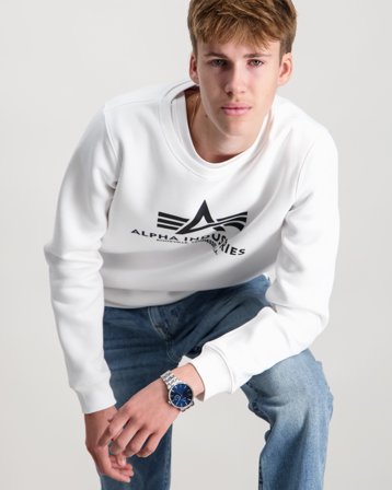 Alpha Industries Basic Sweatshirt BL K Vit Tröjor Kille - Kids Brand Store