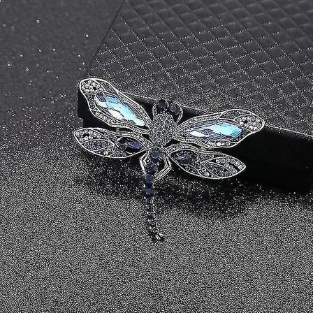 Fashion Crystal Vintage Dragonfly Broscher för kvinnor Stora insektsbroschnålar Klänning Rock Tillbehör Söt 1 st Blå