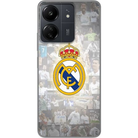 Yhteensopiva Puhelinkuori Xiaomi Redmi 13C Real Madrid -emblem Jalkapallokerho Tunnuksella Valkoinen Kulta Design Mestarien Liiga Mestari La Liga Fani
