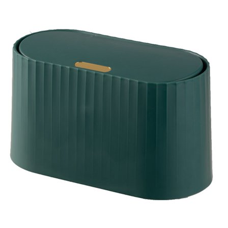 Mini Skrivbords Papperskorg med Lock, Liten Trycktyp Soppa, Liten Söt Bänkskiva Badrum Soppa - Grön