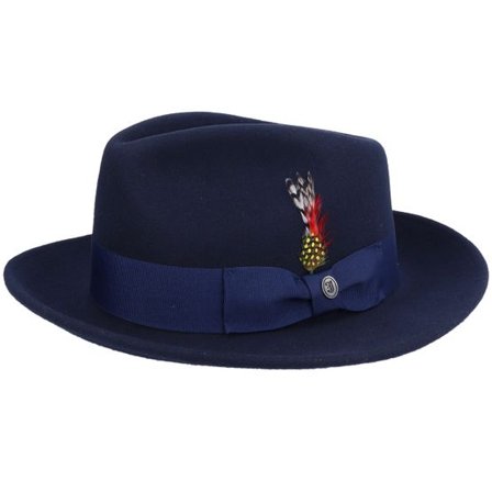 Jaxon & James - Blå fedora Hatt - Crushable C-Crown Navy Fedora @ Hatstore
