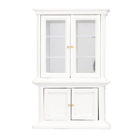 1 12 Skala Miniatyr Bokreol Høy Simulert Treskap Display for Dukkehus Dekor Hvit