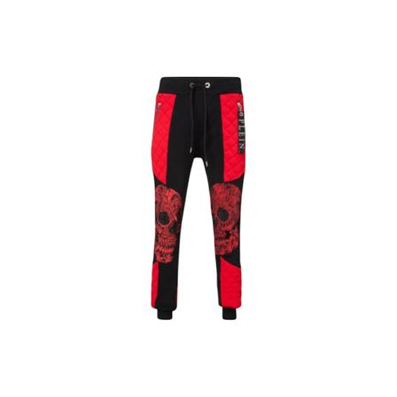 Philipp Plein, Jogging Sweatpants Twin Troubles Czerwony, Mężczyzna, Rozmiar: M