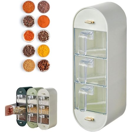 Väggmonterad kryddbox utan stansning, akryl kryddställ väggmonterad - Kryddställ förvaring utan stansning för skåp kök, vit