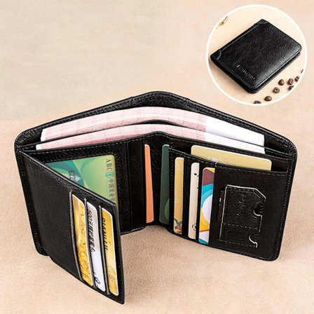 Herre Trifold-lommebøker Herre Vintage tynne lommebøker SVART