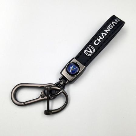 Personlig bilnøkkelring i metall med logo - Lær nøkkelring for menn Chang' Chang'an Gunmetal Hardware