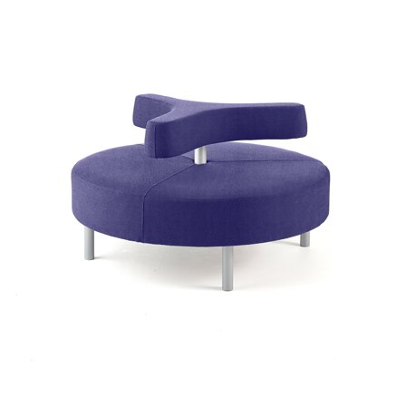 Hocker DOT mit 3-armiger Rückenlehne, Ø 1300 mm, Medley-Stoff, blau-violett