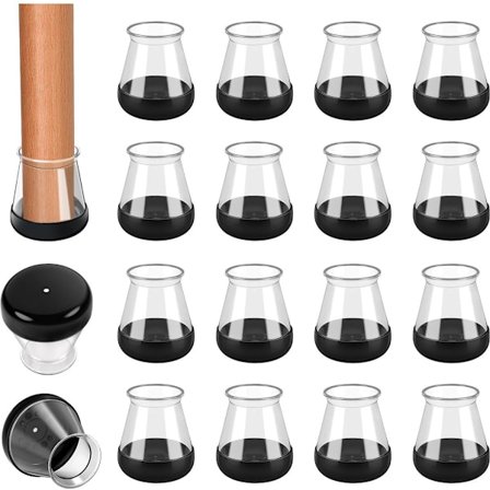 ING 16 stk. Stolbenbeskyttere, Runde Stolbenføringsdeksler, Ripebestandig Filt, Gulvbeskytter, Silikonmøbelbenbeskyttere