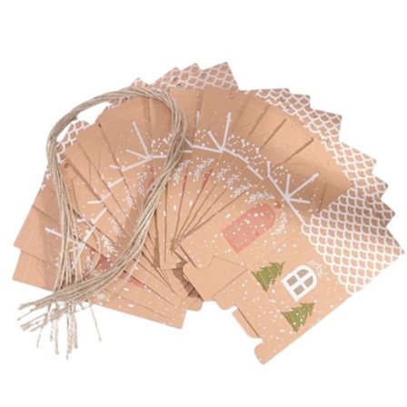 10 bitar Kraft Papper Hus Shape Med Rep Godis present påsar kaka påsar förpackningar lådor