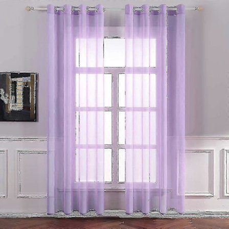 Set med 2 st Skira Voile Gardiner med Öljetter, Transparent Utseende, Gardiner Tillverkade av Voile Polyester, Öljetgardin, Transparent, 132x241 cm (
