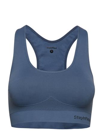 Rib Seamless Bra Lingerie Bras & Tops Sports Bras - ALL Blå Stay In Place