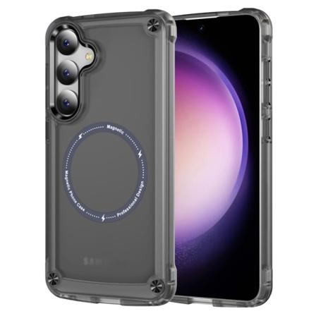 SKALO Samsung S24 Transparent TPU Magnet/Metal Cover - Sort Black