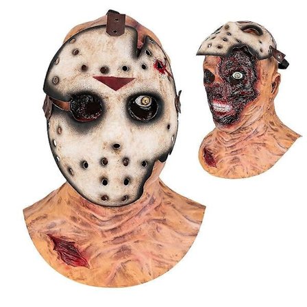 Jason Maske Rådden Dobbelt Lag Horror Zombie Realistisk Maske til Voksne - Halloween Killer Ansigt Kostume Cosplay{EE}