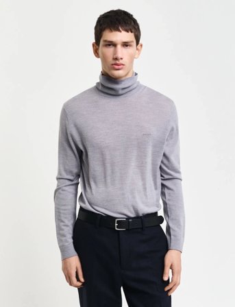 GANT Extrafine Merino Wool Turtleneck - Grey - XXL