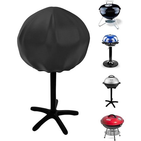 Vanntett Grilltrekk 50x45cm Svart Rund Terrassetrekk 210D Oxford Stoff for Utendørs Bruk
