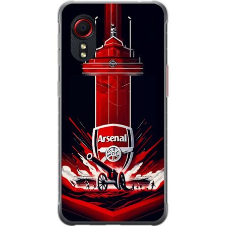Yhteensopiva Puhelinkuori Samsung Galaxy Xcover 5 Arsenal-embleemi, jossa tykki ja stadionmotiivi voimakkaassa punaisessa ja valkoisessa urheilusuunni
