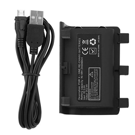 2 st 2400mAh svart externt uppladdningsbart batteripaket med USB-kabel för Xbox one