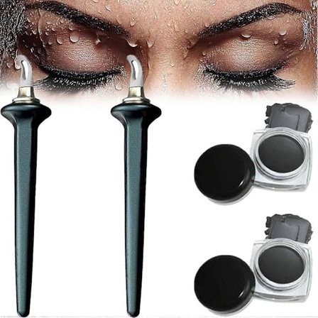 Eyeliner Applikator Sæt, Silikone Eyeliner Værktøj med Eyeliner Creme, Genanvendelig Silikone Eyeliner Vandtæt Eyeliner