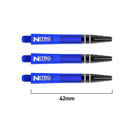 Red Dragon Darts Nitrotech Shafts 42mm Blue Polycarbonate 3 Sets 9pcs Intermediate Short Medium Flight System