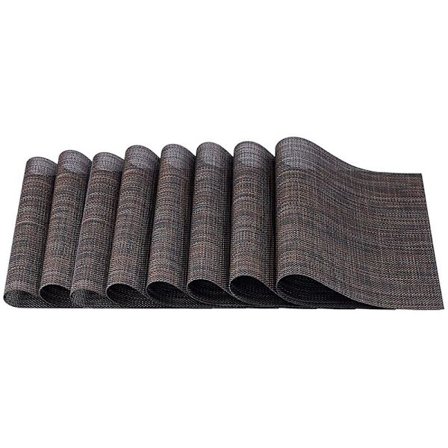 Bordstabletter, Set om 8 halkfria värmebeständiga bordstabletter, fläck- och dammbeständiga för matbord (svart kaffe)